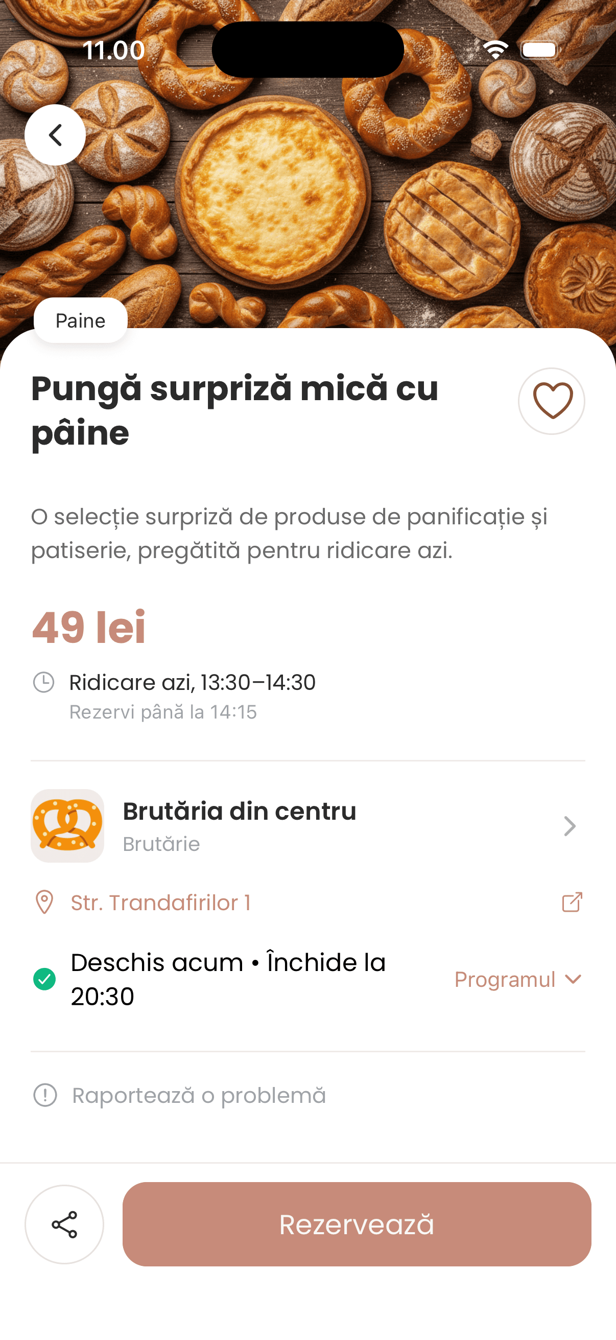 Oferta unui pachet surpriză de la o brutărie în aplicația VOILÁ